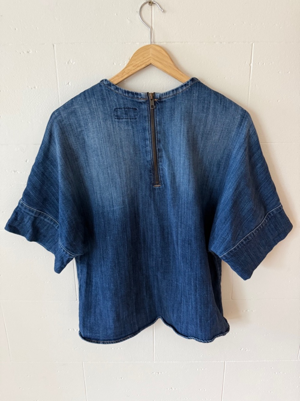 Current/Elliott | Denim Short Sleeve Top Minimal Capsule | Large - Picture 7 of 9